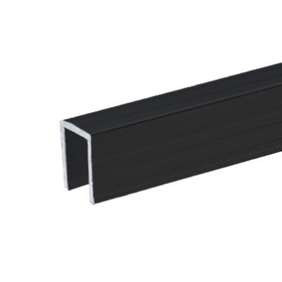 6240 BLK Aluminium Capping Channel for 9.5 mm Dividing Wall, black