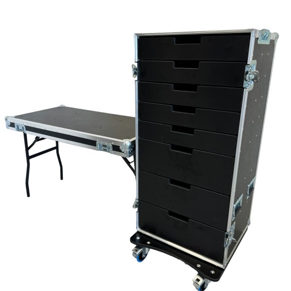 Cabinet with 8 drawers and table legs