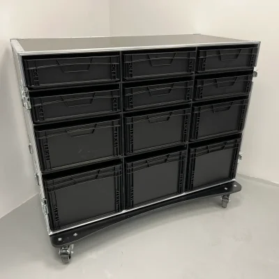 Roadcase with 12 EU Boxes
