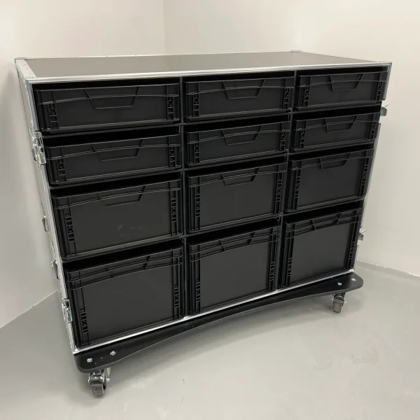 Roadcase with 12 EU Boxes
