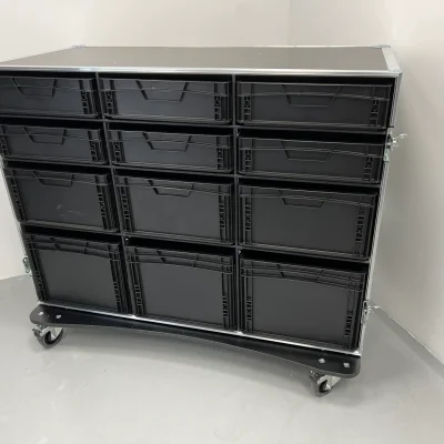 Roadcase with 12 EU Boxes
