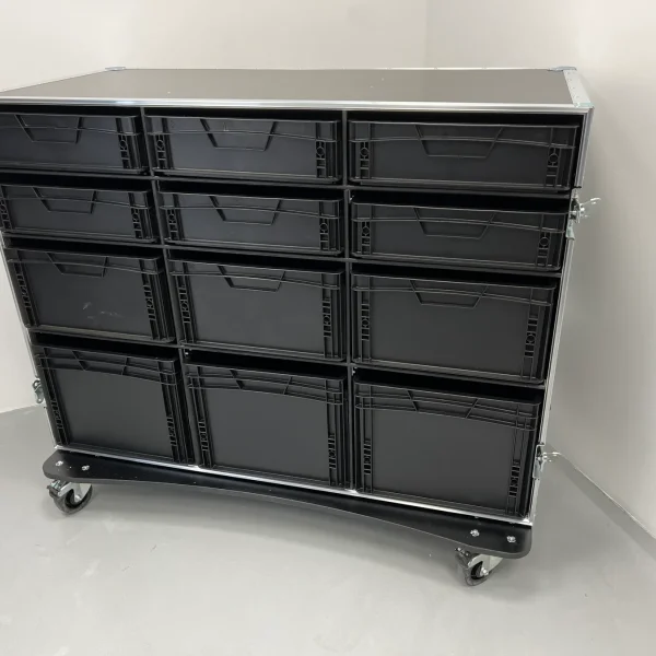 Roadcase with 12 EU Boxes