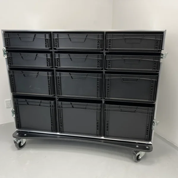 Roadcase with 12 EU Boxes