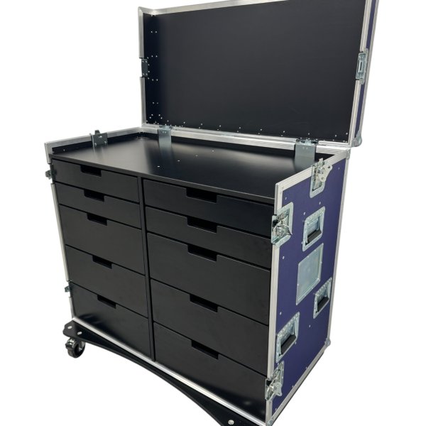 Tour case with 10 x drawers and workstation