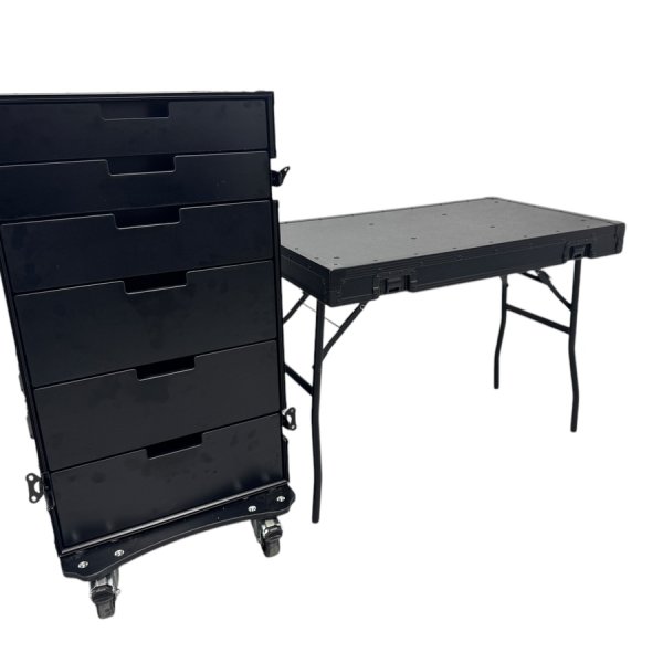 Cabinet with 6 drawers and table legs (Blackline)