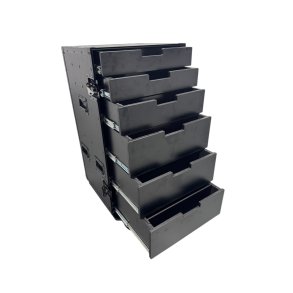 Cabinet with 6 drawers and table legs (Blackline)