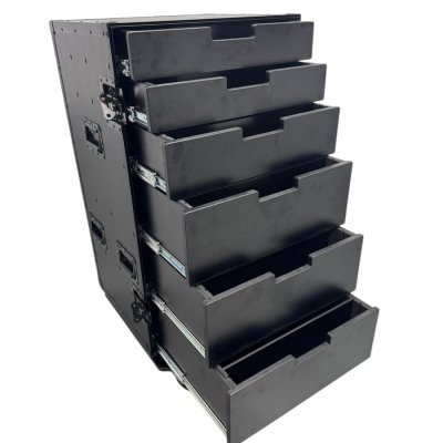 Cabinet with 6 drawers and table legs (Blackline)