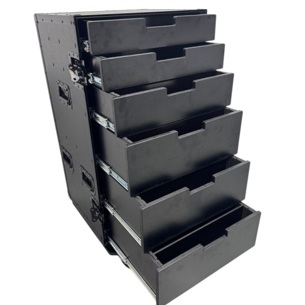 Cabinet with 6 drawers and table legs (Blackline)