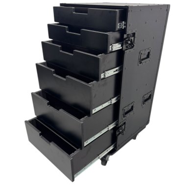 Cabinet with 6 drawers and table legs (Blackline)