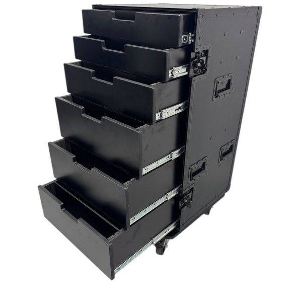 Cabinet with 6 drawers and table legs (Blackline)