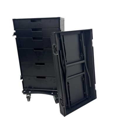 Cabinet with 6 drawers and table legs (Blackline)