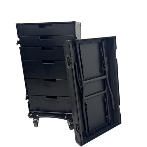 Cabinet with 6 drawers and table legs (Blackline)