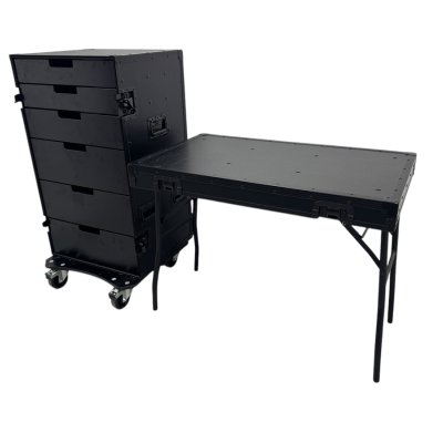 Cabinet with 6 drawers and table legs (Blackline)