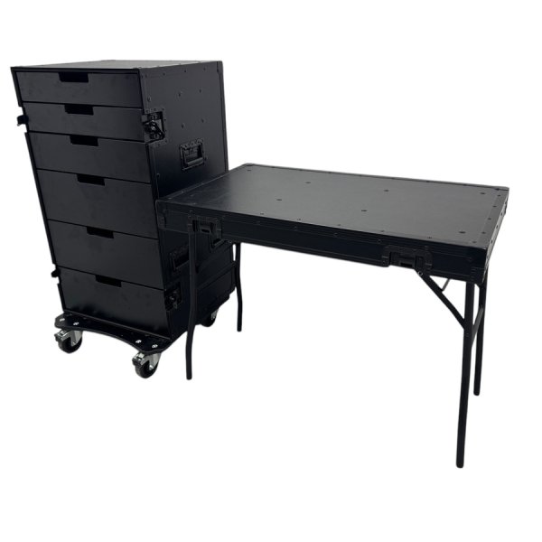 Cabinet with 6 drawers and table legs (Blackline)