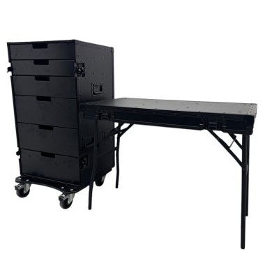 Cabinet with 6 drawers and table legs (Blackline)