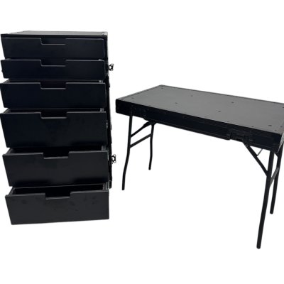 Cabinet with 6 drawers and table legs (Blackline)