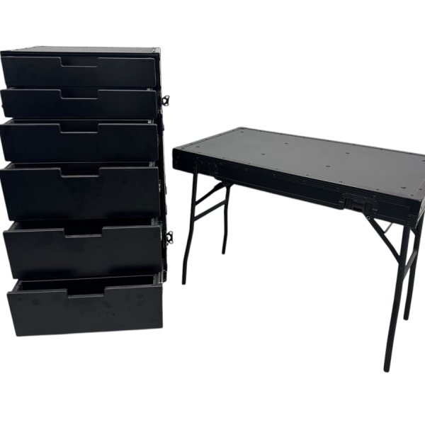 Cabinet with 6 drawers and table legs (Blackline)
