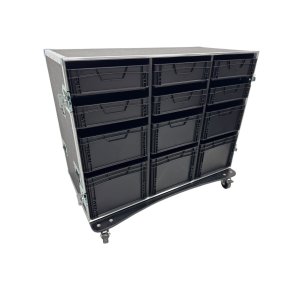 Roadcase with 12 EU Boxes