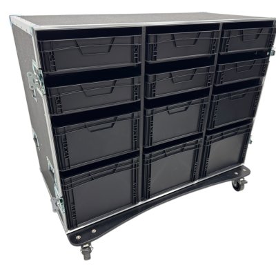 Roadcase with 12 EU Boxes
