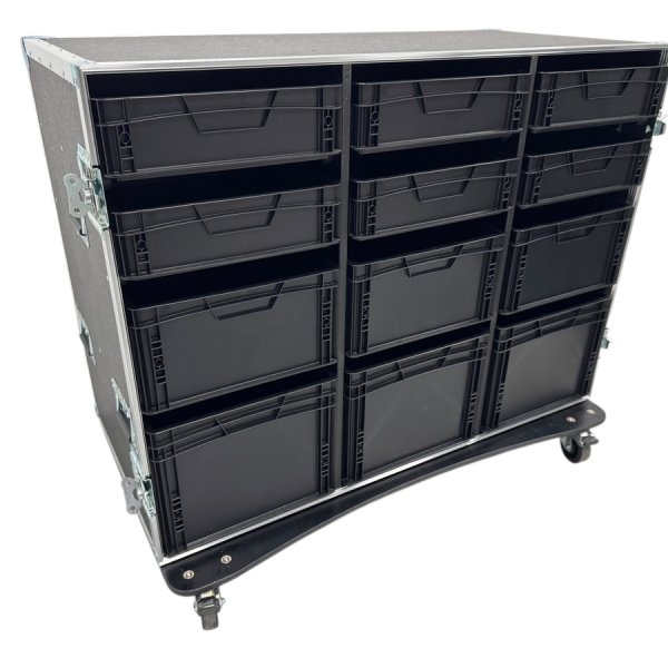 Roadcase with 12 EU Boxes