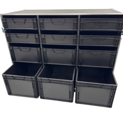 Roadcase with 12 EU Boxes