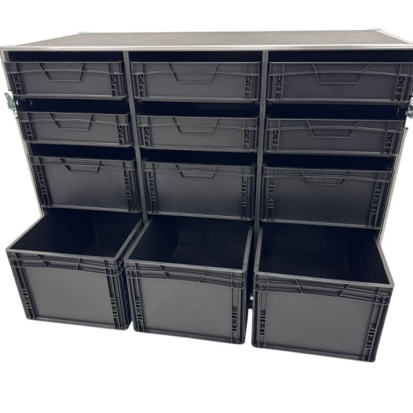 Roadcase with 12 EU Boxes