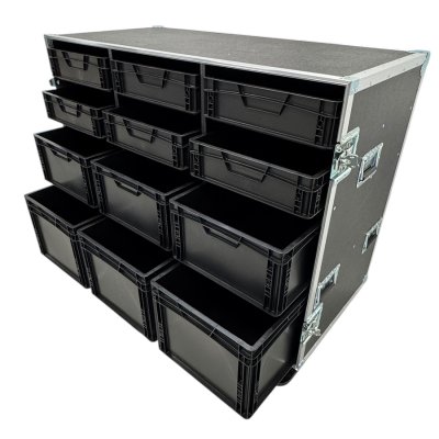 Roadcase with 12 EU Boxes