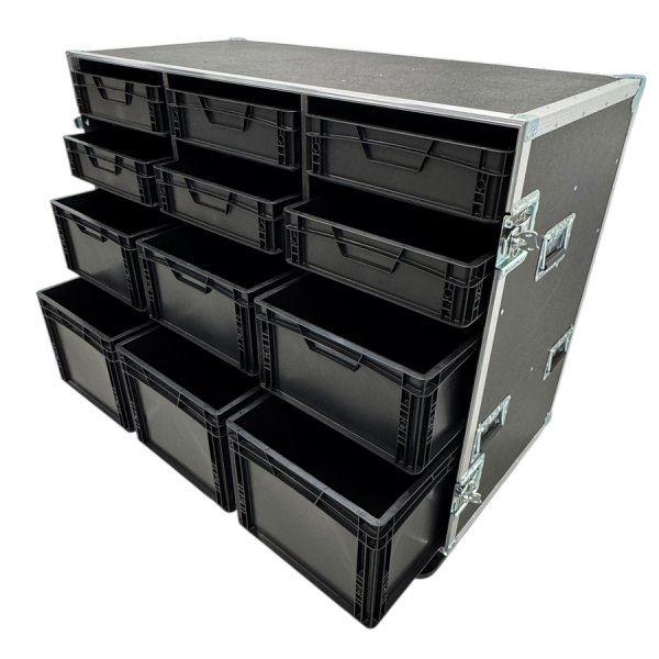 Roadcase with 12 EU Boxes