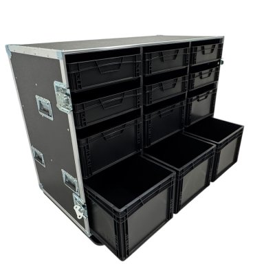 Roadcase with 12 EU Boxes