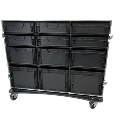 Roadcase with 12 EU Boxes