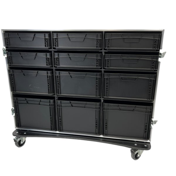 Roadcase with 12 EU Boxes