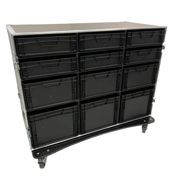 Roadcase with 12 EU Boxes