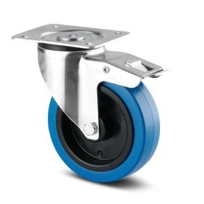 Blue wheel w/brake 100mm