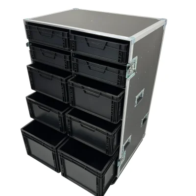 Roadcase with 10 EU Boxes